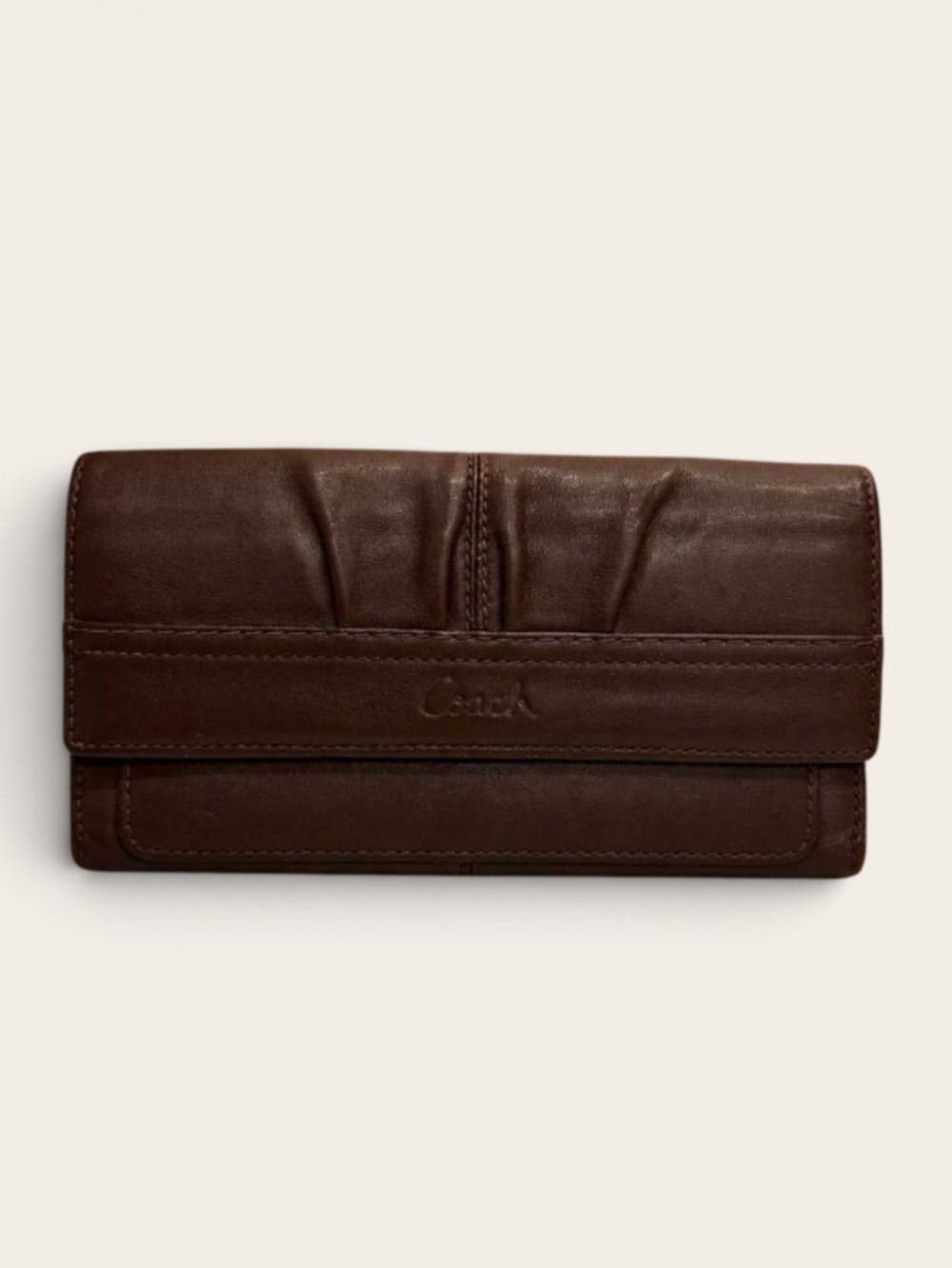 Vintage Coach Brown Leather Foldover Wallet